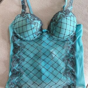 Elegant Turquoise Lace Mesh Bralette